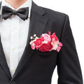 TINGE TIME Boutonniere for Men Wedding Elegant Hot Pink Groom & Best Man Pocket Flower for Wedding, Prom, Homecoming, Anniversary, Graduation, Christmas Dinner - color: Hotpink