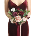 Ling's moment Burgundy Artificial Wedding Flower Bouquets for Bridesmaids Blush Floral Bouquet Mashala Bridesmaid Bouquets with Ribbon Ceremony Anniversary Homecoming,7-inch Diameter - color: Red-marsala & Blush Pink
