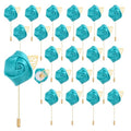 uxcell 24pcs Blue Rose Boutonnieres Flower Buttonholes Pocket Boutonnieres Pins for Wedding Ceremony Anniversary Prom Formal Dinner Party - color: Blue