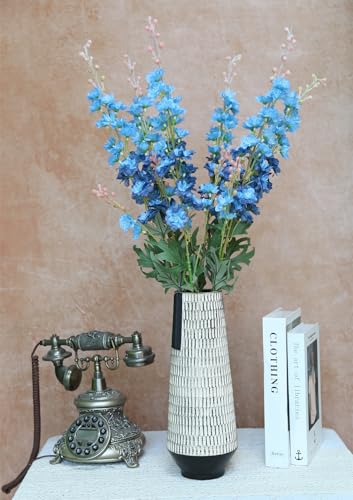 6 PCS Blue Delphinium Artificial Flowers, Long Stem Artificial Flowers with Bendable Stems, Silk Larkspur for Tall Vase Home Garden Wedding Table Decor - color: Blue