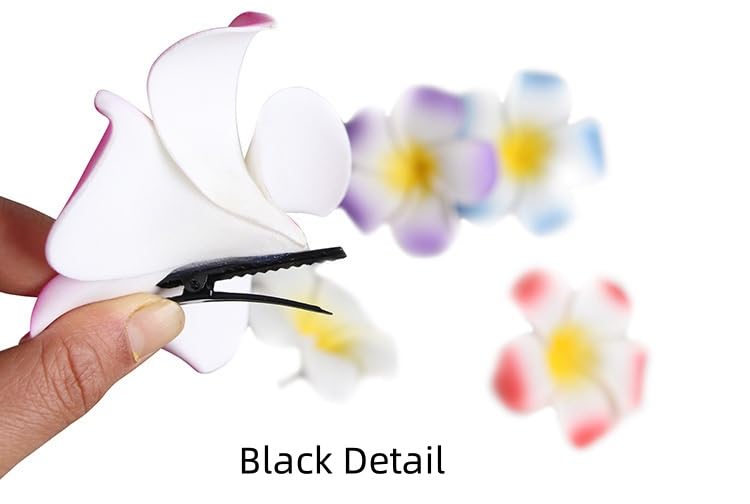 7pcs Hawaiian Flower Hair Clips for Women Girls Plumeria Artificial Flower Clips Bridal Wedding Party Beach Hair Clips - color: 7pcs Plumeria