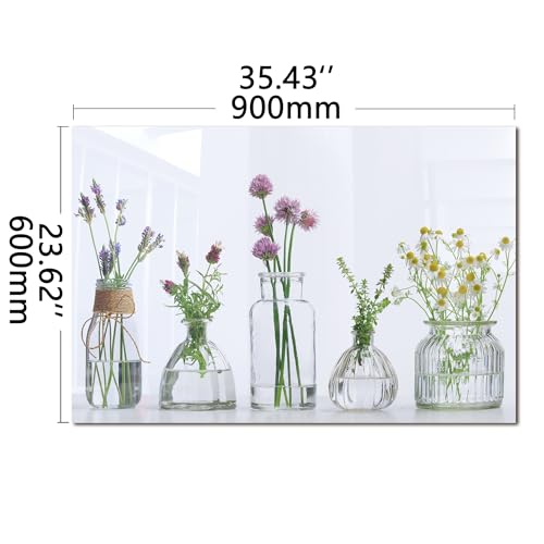 DAIFURONGE Tempered Glass Backsplash Kitchen,Flowers and Vase,36"x24" | Behind Stove Back Splash Panel Protector, Easy to Clean, Kitchen Wall Decor,One Piece Oven and Range Backsplash - size: 35.4"L x 23.6"W
