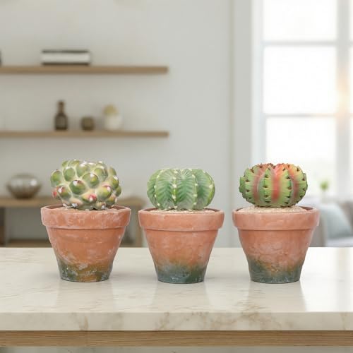 bellacat Fake Succulents with Warm White & Color Changing Lights, 7.7in Lifelike Artificial Succulent Plants, Faux Succulents Light Up Plants for Desk Shelf Living Room Bedroom Decor, Set of 3 Shape - color: Succulent C-5.1in Pot