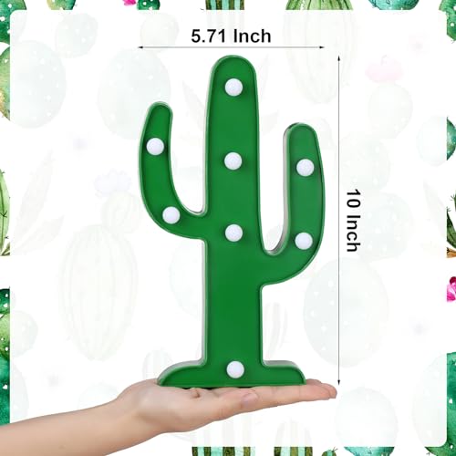 Kathfly 8 Pcs LED Cactus Light Cactus Centerpiece for Table Mexican Lamp Decor Table Party Decoration Mexican Theme Birthday Party Night Lamp for Home Garden Cinco De Mayo Decor(10 x 5.71 x 1.1 in) - size: 10 x 5.71 x 1.1 In