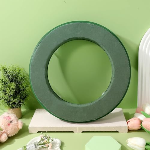 Sewroro 12-Inch Floral Foam Ring with Mud Block and Suction Cups for DIY Wedding Car Decoration Floral Arrangements and Wreath Making