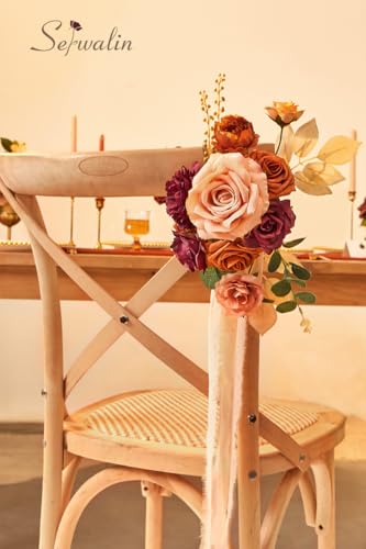 Serwalin Artificial Flowers Orange Marigold Fall Flowers Fake Wedding Cake Flowers for DIY Wedding Bouquets Bridal Shower Centerpieces Floral Arrangement Home Decor - color: A Chic Terracotta, size: 1 Box