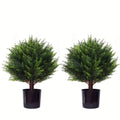 Artificial Cedar Tree - 2pcs Faux Shrub Plants, Hand Trimmed, UV Resistant, Low Maintenance, Suitable for Indoor and Outdoor Decoration (16.5 inches) - size: 16.5in