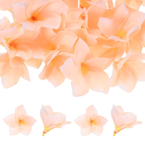 M METERXITY 10-Pack Artificial Plumeria Flowers, Fake Silk Heads Flower Hawaiian Plumeria Petal for DIY Crafts/Dress/Wedding/Party Decoration [Champagne, 3.9"/ 10cm] - color: Champagne