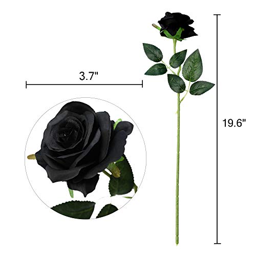 Nubry Artificial Silk Rose Flower Bouquet Lifelike Fake Rose for Wedding Home Party Decoration Event Gift 10pcs (Black) - color: Black