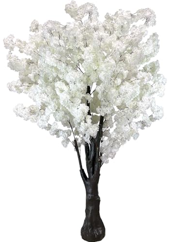 White Artificial Cherry Blossom Tree for Home, Wedding, Office, Living Room - Indoor Outdoor Decor (6.5ft/2m) - color: White