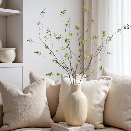 Artificial Ficus Branches 47.2" Artificial Eucalyptus Stems Fake Ficus Branches Faux Plants Greenery Leaves Filler Vase for Home Decor Green Twig Leaf Office Wedding Decoration 4PCS Green - color: 47.2"green 4pcs