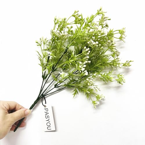 Artificial Plants, Fake Gypsophila Shrubs Plastic Pearl Bridal Bouquet Faux Baby Breath Flowers Bushes Greenery Decor for Indoor Outdoor Garden Party Wedding DIY Decoration 4 Pack - color: Pearl Gypsophila Flowers - 4 Pack