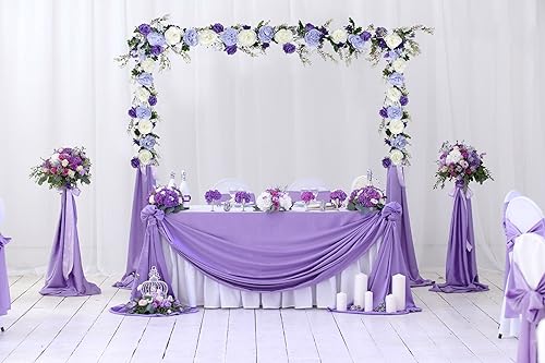 Lvydec Artificial Peony Flower Garland - 6ft Silk Peony Purple Flower Garland Arch Flower Vine for Wedding Party Table Decoration (2, Purple and White) - color: Purple and White
