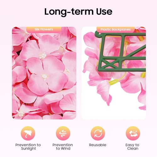 Flower Wall Backdrop,20Pack Pink Flower Wall Decor,Artificial Rose Silk Flowers Panels-Floral Wall Panel Wedding Photo Backdrop, Flower Panel for Wedding - color: 20pcs-pink