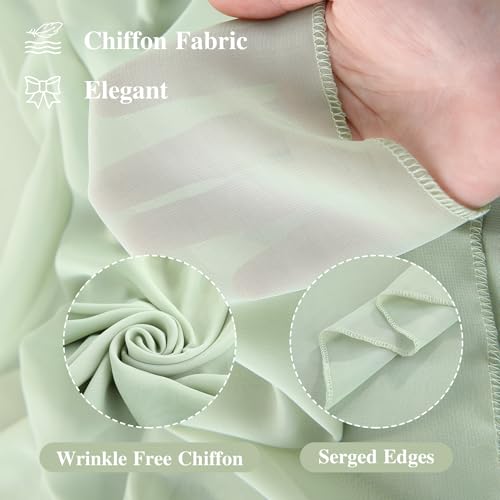 Wedding Arch Draping Fabric, 1 Panel 18FT Sage Green Sheer Backdrop Curtain Chiffon Fabric Drapery Voile Scarf Draping Panels for Wedding Archway Ceremony Curtain Valance Party Decoration - color: Sage Green, size: (1 Panel )6 Yards/18ft