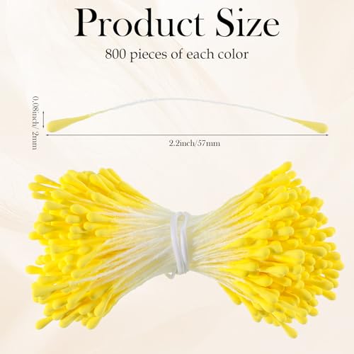1600Pcs Stamens for Flower Making, Handmade Artificial Flower Stems, Double Heads Floral Stamen for Flowers Making, Crafts, Wedding Bouquet, Scrapbook Decoration