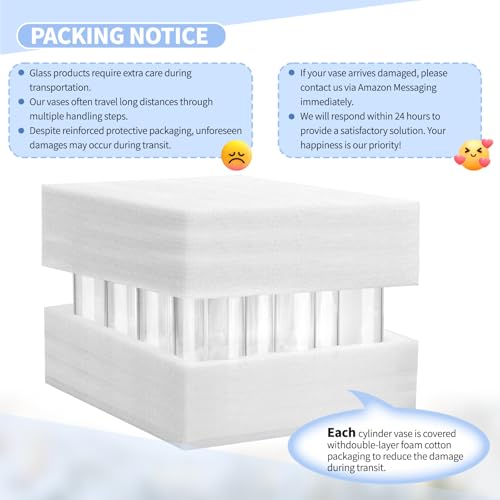 12Pack Glass Cylinder Vases for Centerpieces - 12 Inch Tall Flower Vase for Wedding Decorations, Floating Candle Holder Vase Bulk,Glass Hurricane Candle Holders for Table Shelf, Party, Home Decor - size: 3.35×12inch