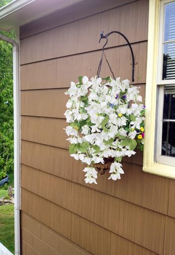 IPOPU Artificial Bougainvillea Hanging Flowers 2PCS UV Resistant Fake Silk Bougainvillea Plant Vine Faux Flowers for Garden Yard Porch Patio Wedding Wall Home Outdoor Decor (White) - color: White