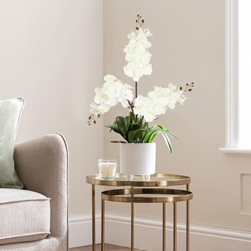41.34" Orchid Artificial Flowers 6PCS Velvet Silk Faux Orchids Long Stem Artificial Flowers for Tall Vase for Home Wedding Party Decoration(Ivory White) - color: Ivory White