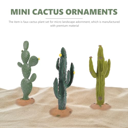 ARTIBETTER 3pcs Artificial Cactus Green Simulated Cactus Artificial Sand Decor Faux Succulent Decor Fake Cacti Plants Table Ornament Centerpieces for Home Office Decoration (Pack of 2) - size: 13.5X6CM (Pack of 2)