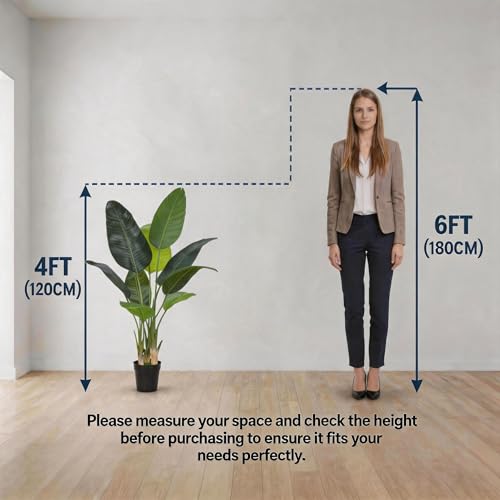 Artificial Bird of Paradise Plant Fake Tropical Palm Tree for Indoor Outdoor, Perfect Faux Plants for Home Garden Office Store Decoration (H 120cm) - size: Bird of Paradise 120cm