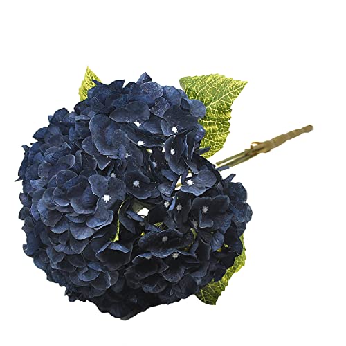 2Bouquets Artificial Fake Flowers Silk Hydrangea Arrangements Wedding Bouquets Decorations Plastic Floral Home Kitchen Garden Party Festival Bar DIY (Navy Blue) - color: Navy Blue