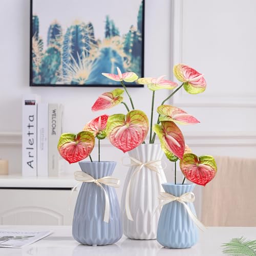 8 Pcs 23-5/8 inch Artificial Anthurium Flowers Real Touch Fake Flower for Table Centerpieces Arrangement and Bridal Wedding Festival Decor Flower Arrangement (Pink Green) - color: Pink Green