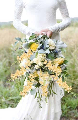 8PCS Delphinium Artificial Flowers Champagne Silk Faux Flowers 33.5'' Long Stem Fake Larkspur Flowers for Tall Vase Home Wedding Garden Table Decor(Champagne) - color: Champagne