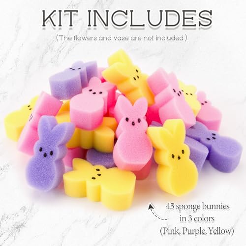 ORIENTAL CHERRY Easter Decorations - Easter Peeps Bunnies Vase Filler Set, Spring Decor Home Indoor Decoration Centerpieces for Tables - style: 45 Peeps Bunnies