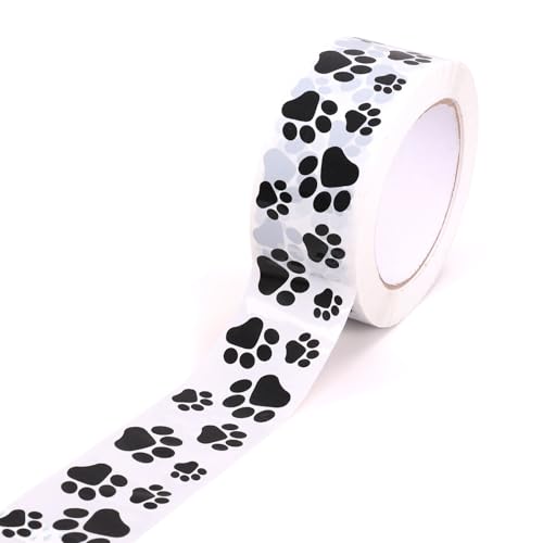 Whaline 109 Yard Dog Paw Packing Tape Waterproof Shipping Tape White Black Pet Paw Gift Wrapping Tapes for Small Business DIY Crafts Box Carton Decor - style: Black White Dog Paw