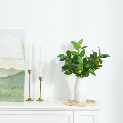 3 PCS Artificial Green Lemon Branches for Vase 18 Inch Fake Lemons Fruit Picks Faux Lemons Tree Decor Realistic - color: Green
