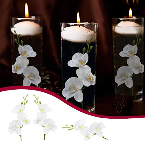LARDUX 24 PCS White Orchids Artificial Flowers, Mini Cream Floating Flowers Filler Vase Fillers for Floating Candles Wedding Centerpiece Table Party Home Restaurant Decoration - size: 24 PCS Artificial Mini Orchids