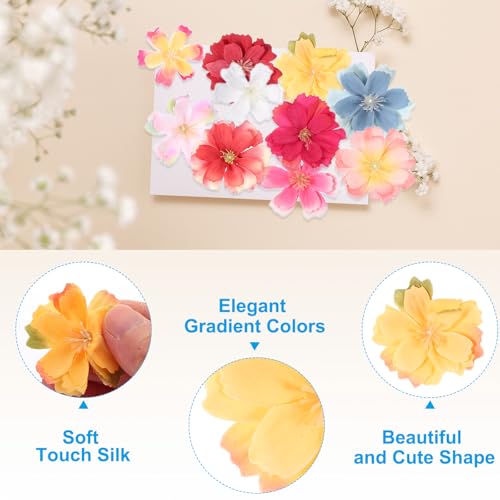 PATIKIL 100 Pcs Fake Silk Flower Heads, 1.6 Inch Artificial Cherry Blossom Faux Flower Heads for DIY Craft Wedding Party Home Wreath Decoration, Orange - color: Orange