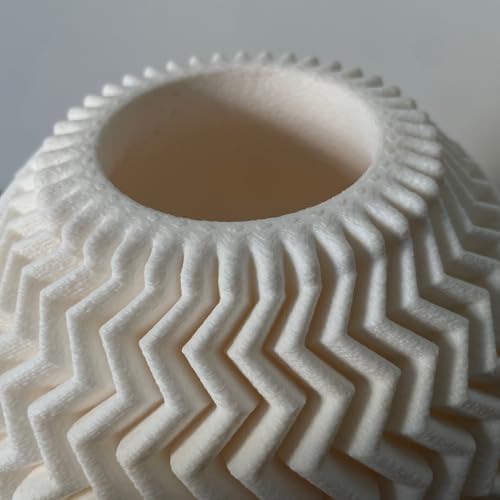 White Minimalist Small Vase, Flower Holders for Pampas Grass Decor, Coffee Table & Shelf Decor, Aesthetic Vases for Flower Bouquet, Trendy Home Decor, Entryway & Modern Floreros (Chevron Vase) - color: Chevron Vase