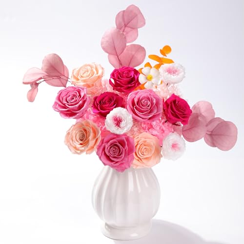 Lovenfold Flowers for Delivery Birthday Flowers Gift for Her,Preserved Flowers Bouquet 12 Roses Mixed Bouquet,Rose Gifts for Women Mom Grandma(Mixed 12 Pink-A Roses) - color: Mixed Pink