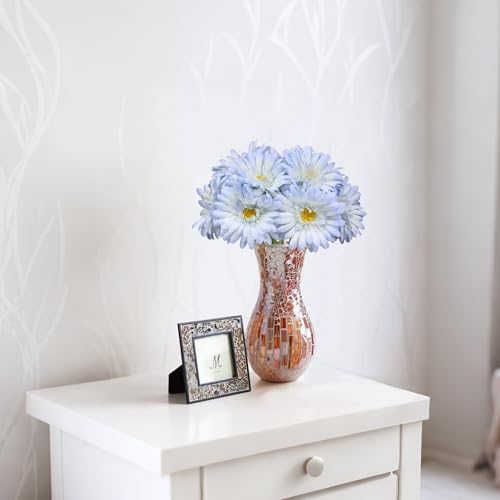 TOPIA Artificial African Daisies Flowers African Daisy Silk Flowers Artificial Gerbera Daisies Pack of 10 (Light Blue) - color: Light Blue, size: 10pcs