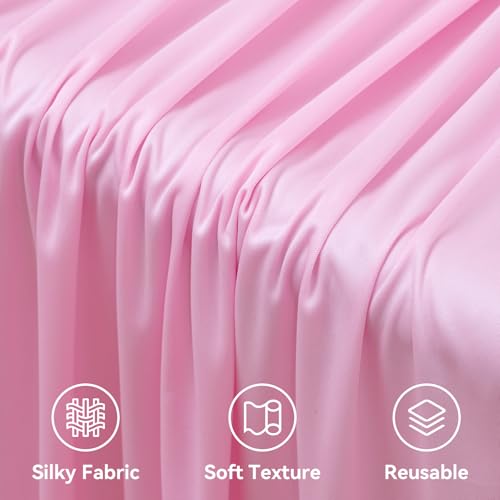 10ftx12ft Wrinkle Free Pink Backdrop Curtain for Parties, 2 Panels Silky Polyesyer Photo Backdrop Drapes 12 ft Long Back Drop Cloth for Wedding Girls Birthday Photography Background - color: Pink, size: 5ft(W)x12ft(H)_2 Panels
