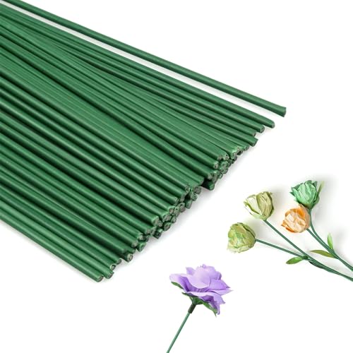 Floral Stem Wire 100 Pcs Florist Wire Stems 14 Gauge Flower Stems Crafts Wire for DIY Flower Artificial Arrangements Wreath Making Supplies 16 Inch