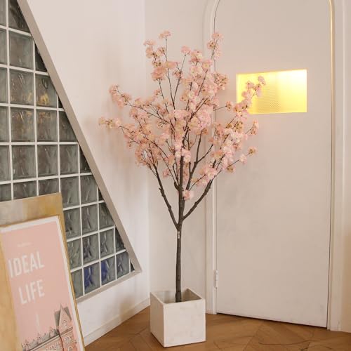 Nafresh Tall Artificial Cherry Blossom Tree 6Ft(72'), Realistic Potted Silk Faux Cherry Blossom, Indoor/Outdoor for Home, Office, Living Room, Bedroom, Porch - size: 6ft