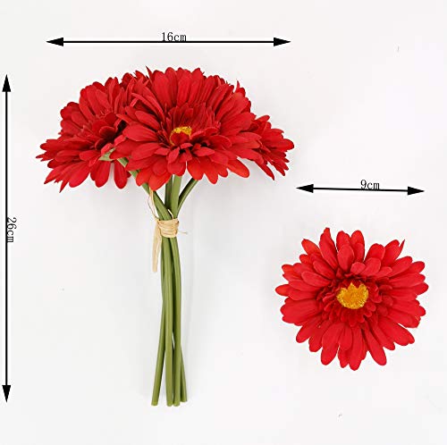 TOPIA Artificial African Daisies Flowers African Daisy Silk Flowers Artificial Gerbera Daisies Pack of 10 (Red) - color: Red, size: 10pcs