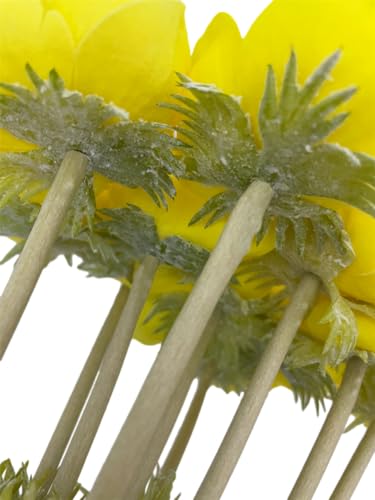 5Pcs Artifical Real Touch PU Anemone Flower Bouquet Room Home Decor (Yellow) - color: Yellow