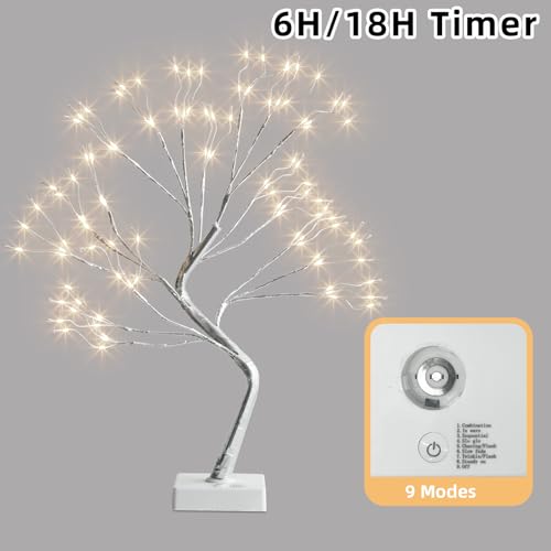 PEIDUO Fairy Lights Spirit Tree, 2PK Bonsai Tree Light, 108 LED Warm White Fairy Light Trees for Room Decor, Artificial Tree with 9 Modes for Christmas Decorations Indoor Home Decor - style: 2PK Fairy Trees