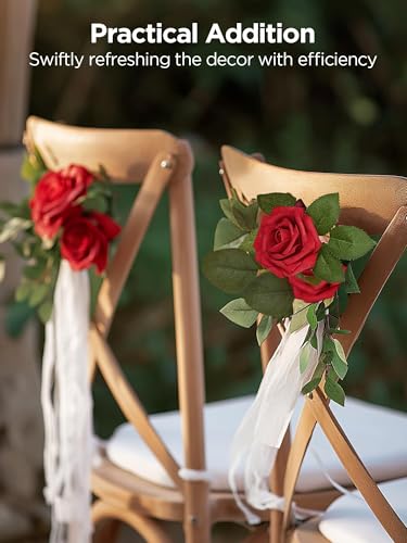 InnoGear Artificial Flowers, 50 Pcs Dark Red Foam Fake Roses Bulk with Stems for Mother's Gift Decoration Celebration DIY Wedding Bouquets Centerpieces Bridal Shower Party Christmas Tree - color: Dark Red