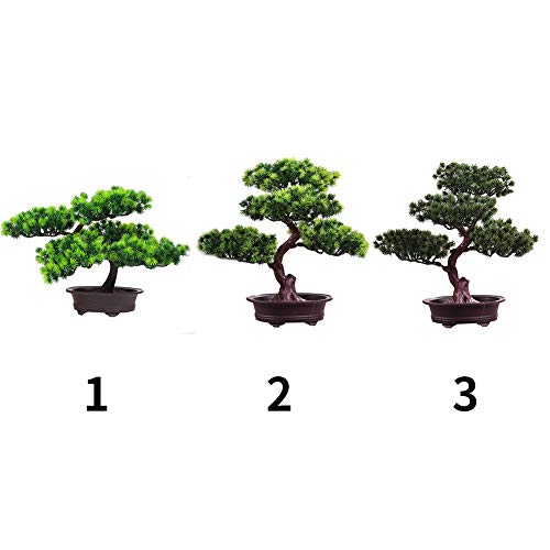 Artificial Bonsai Pine Tree, Plastic Simulation Potted Plant DIY Decorative Bonsai, Desk Display Fake Tree Pot Ornaments Home Office Bedroom Living Room Farmhouse Decorations(Style 3)