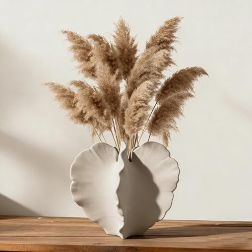 Small White Ceramic Vase,7 Inch Coral Shaped Coastal Vase for Home Decor,Modern Boho Farmhouse Table Centerpiece for Living Room Entryway, Decorative Flower Vase for Pampas Grass & Dried Flowers - color: Coral Vase