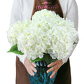 6PCS White Large Silk Hydrangea Flowers, 20 in Full Faux Hydrangea Artificial Flowers with Stems Leaves for Fake Lifelike Spring Bouquets Wedding Party Table Centerpieces Indoor (White) - color: White