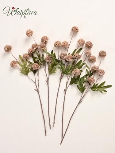 Waipfaru 10pcs Fake Silk Pompon Mum Artificial Flowers, Bulk Faux Mini Chrysanthemums, for Centerpieces Wedding Fillers Champagne Arrangements, No vase, Brown - color: Brown