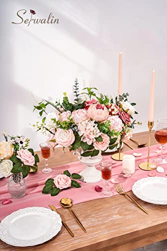 Serwalin 2PCS Artificial Flowers Pink Peonies Silk Flowers Fake Flowers Mixed Roses Combo Dusty Roses for DIY Wedding Bouquets Centerpieces Arrangements for Home Party Table Decor - color: A Blush Pink Peony, size: 2 Boxes