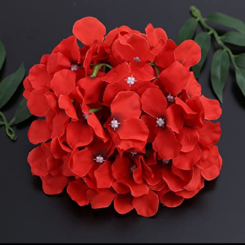 FagusHome Silk Hydrangea Heads 36 Pcs Artificial Flowers Heads and 3 Dozens Stems Fake Hydrangea Flowers with Stems for Home Wedding Decor (Red) - color: Red