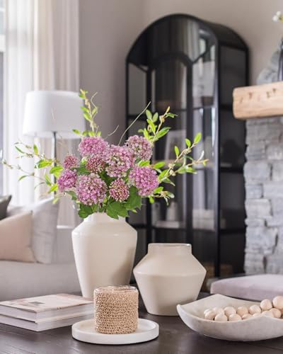 DILATATA Faux Hydrangea Flowers 19" Purple Artificial Hydrangea Spray with 9 Flower Heads, 4Pack Faux Hydrangeas Plastic Flowers Fake Hydrangeas for Indoor Outdoor Wedding Table Centerpieces Decor - color: Purple #5